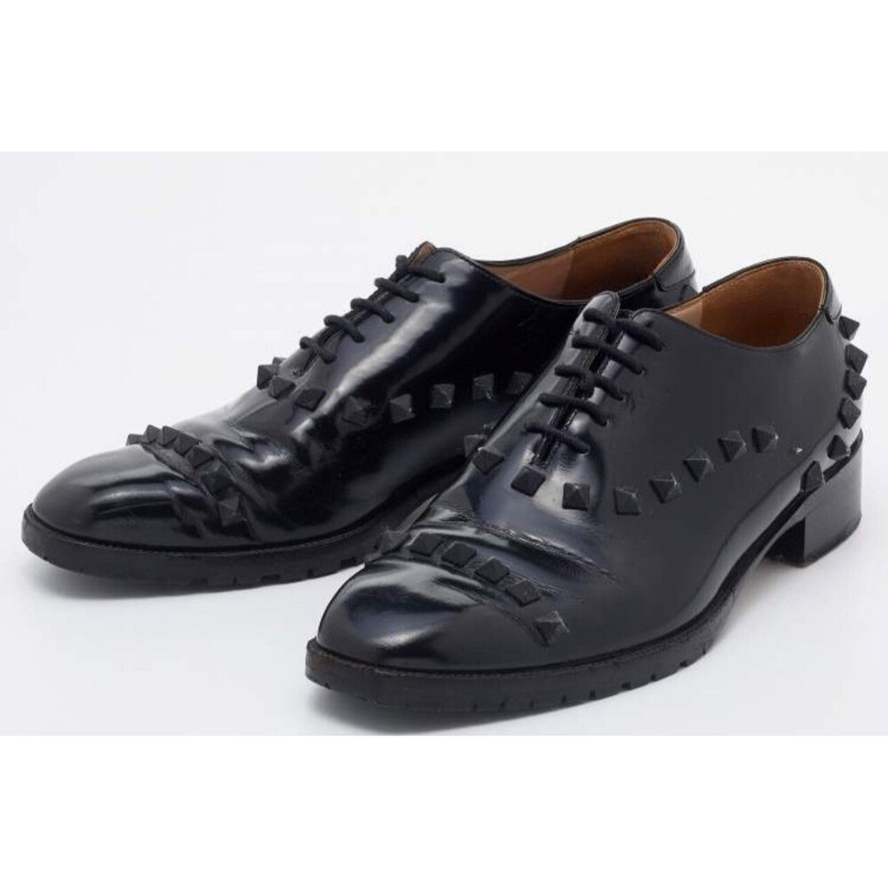 Valentino Garavani Black Leather Rockstud Lace Up Oxfords Sz 40 (missing laces)